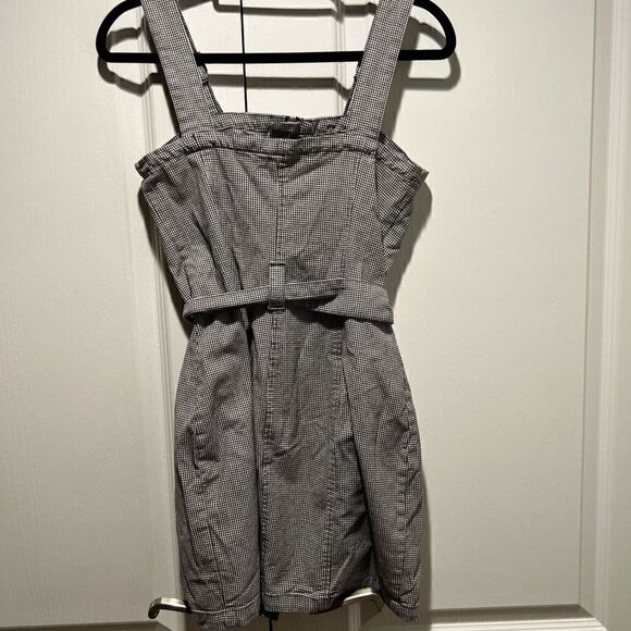 H&M utility Black/houndstooth-patterned Dress with zipper and buckle - Picture 3 of 5